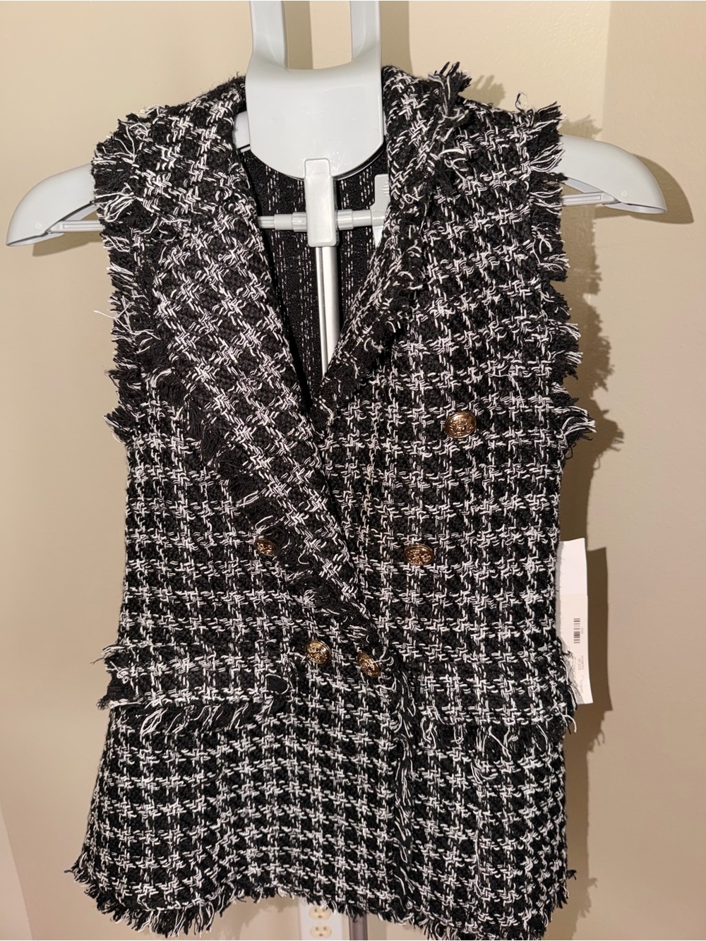 NWT HYFVE Black White Tweed Double Breasted Vest - Picture 3 of 8
